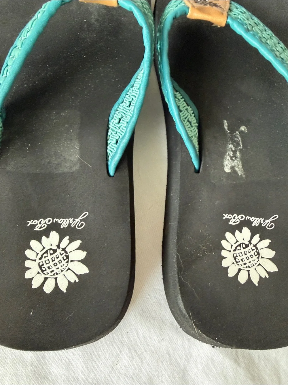 Yellow Box Teal Woven Thong Sandals with Tan Accent - Picture 11 of 13